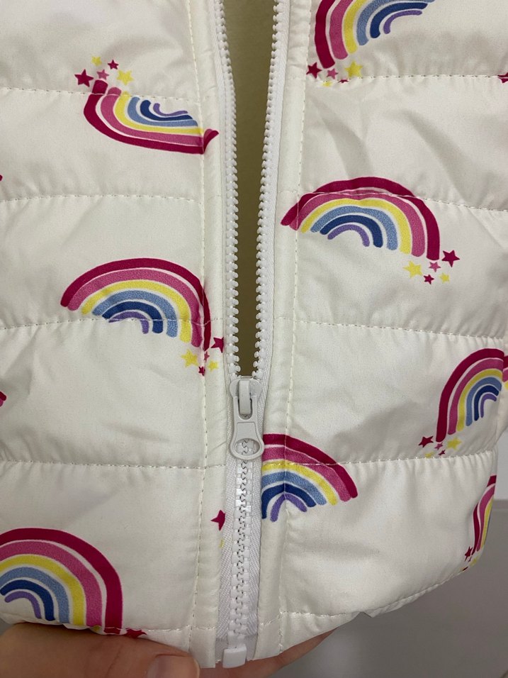 Kız Çocuk Çok Renkli Desenli Fermuarlı Yelek - Görsel 2