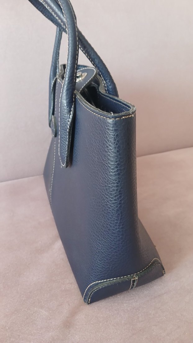Klasik Mavi Deri Kadın Çanta - Görsel 2