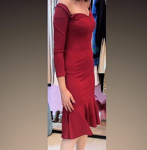 Diğer Bordo madonna yaka elbise