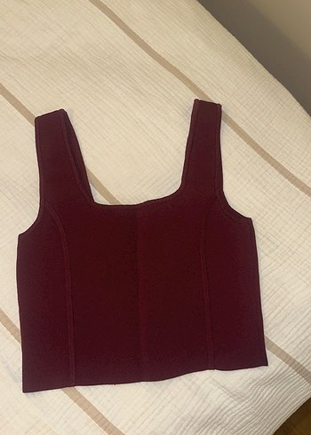 Zara Bordo Kadın Triko Crop Top