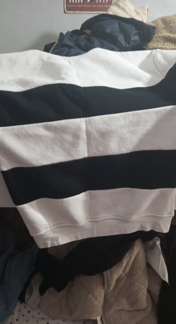 Erkek Uzun Kollu Siyah Beyaz Çizgili Kazak - Görsel 3