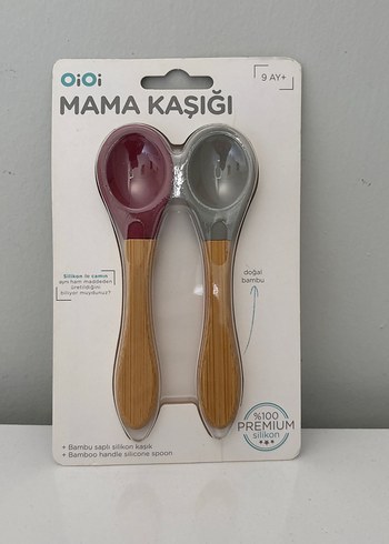 Bambu Saplı Silikon Çocuk Kaşık Seti