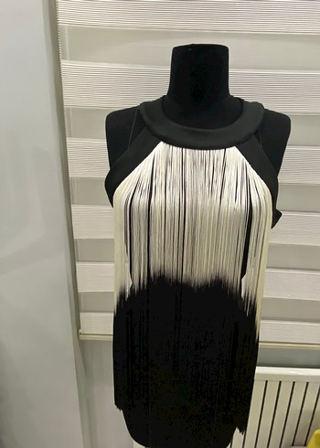 Siyah Gri Püsküllü büstiyer kolsuz bluz - Görsel 2