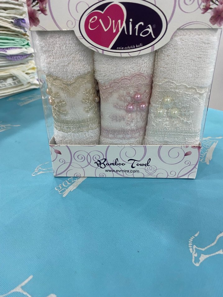 Nakışlı Bohem Tarzı Beyaz Havlu Seti - Görsel 2