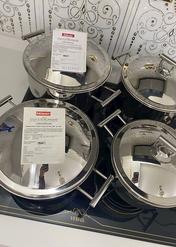 Paslanmaz Çelik 4'lü Tencere 1 tava toplam 9 parça set - Görsel 3