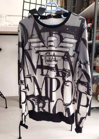 Gri Baskılı Erkek Sweatshirt