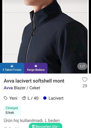 Avva Erkek lacivert fermuarlı softshel günlük ceket/mont - Görsel 14