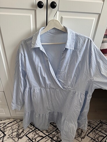 Mavi beyaz çizgili gömlek elbise 2xl - Görsel 3