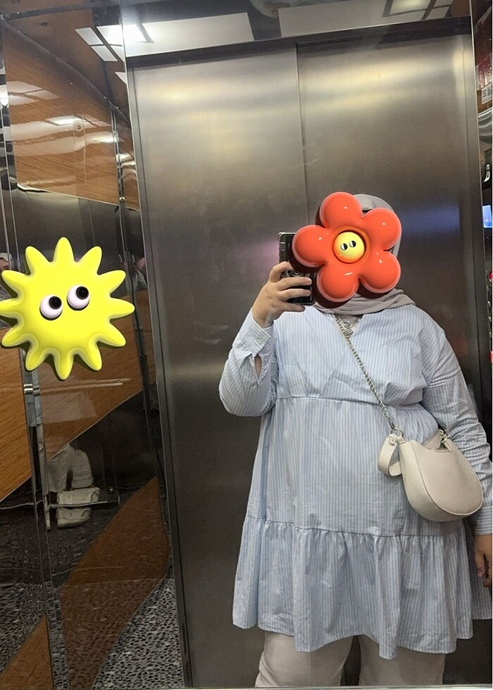 Mavi beyaz çizgili gömlek elbise 2xl - Görsel 2