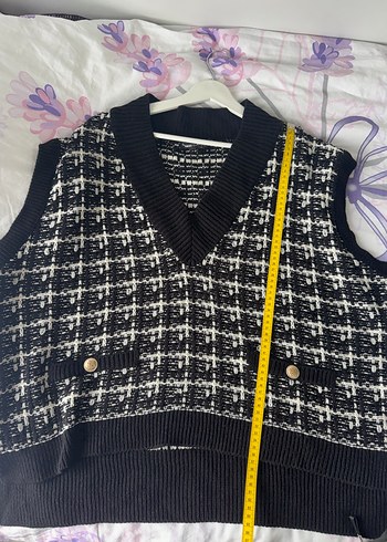 V Yaka Desenli Siyah Kadın Triko Süveter - Görsel 4