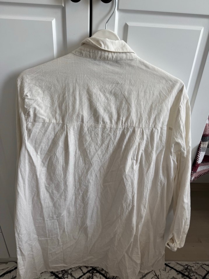 Lcw Beyaz Keten Uzun Kollu Gömlek 46 beden - Görsel 5