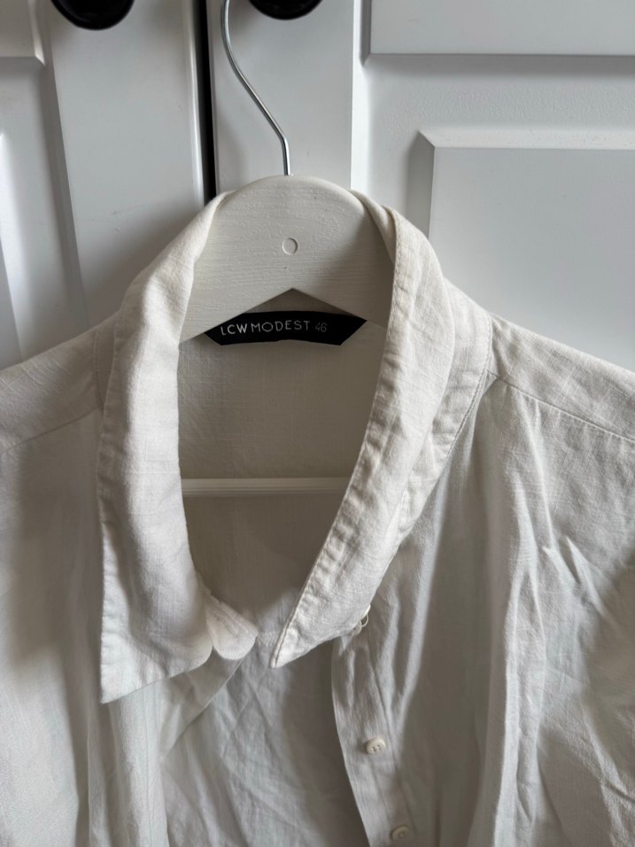 Lcw Beyaz Keten Uzun Kollu Gömlek 46 beden - Görsel 2