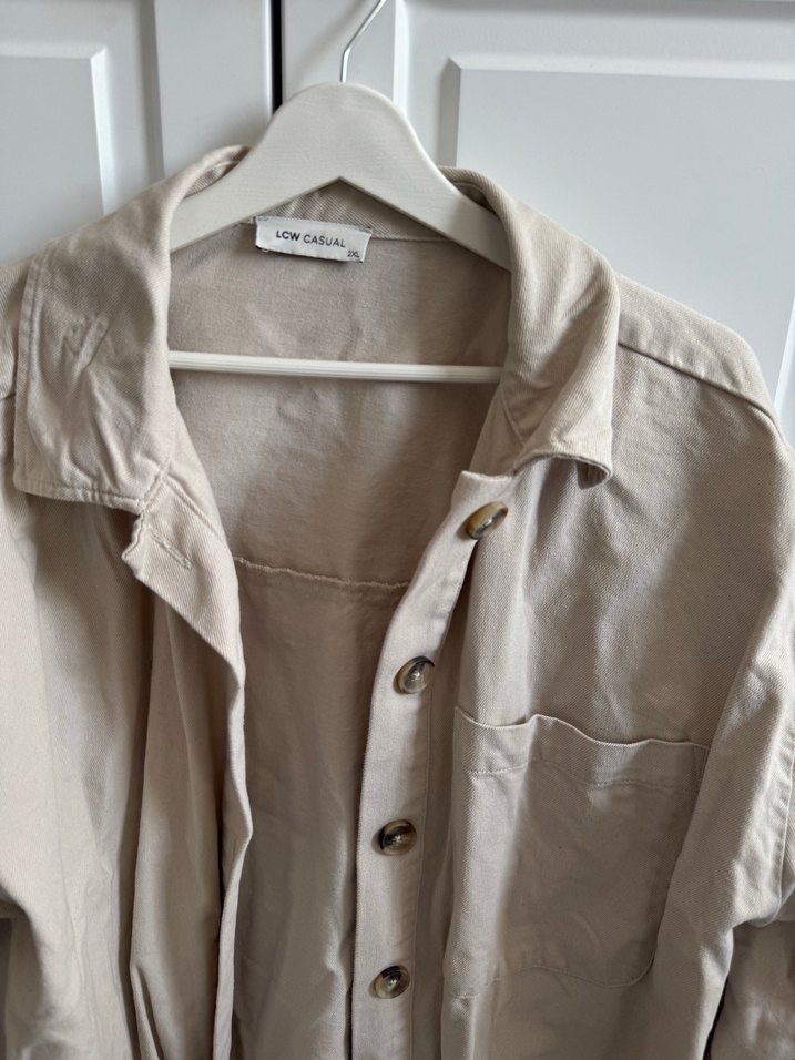 Lcw Kahve düğmeli Krem mevsimlik ceket 2xl - Görsel 2