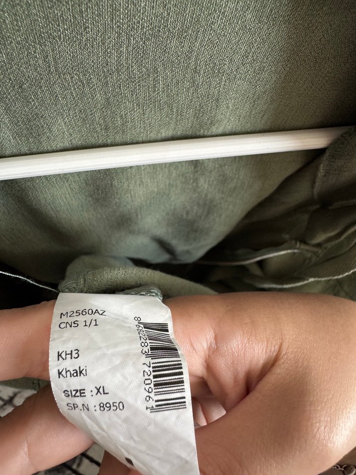 Fermuarlı yazlık haki keten ceket - Görsel 5