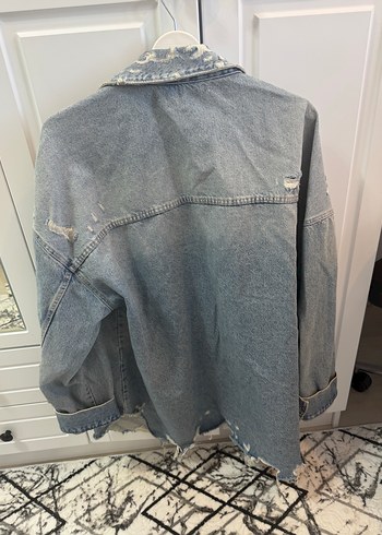 Zara açık mavi oversize kot ceket L - Görsel 5