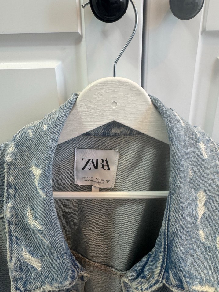 Zara açık mavi oversize kot ceket L - Görsel 2