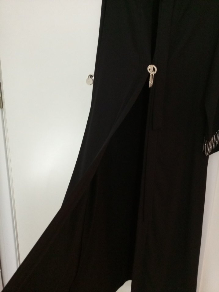 Uzun Siyah Nakışlı Bohem Kadın Abiye ferace - Görsel 5