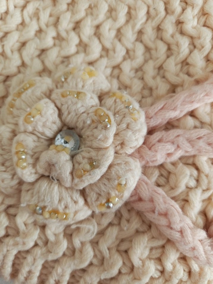 Bej Nakışlı Örgü Çocuk Bere - Görsel 2