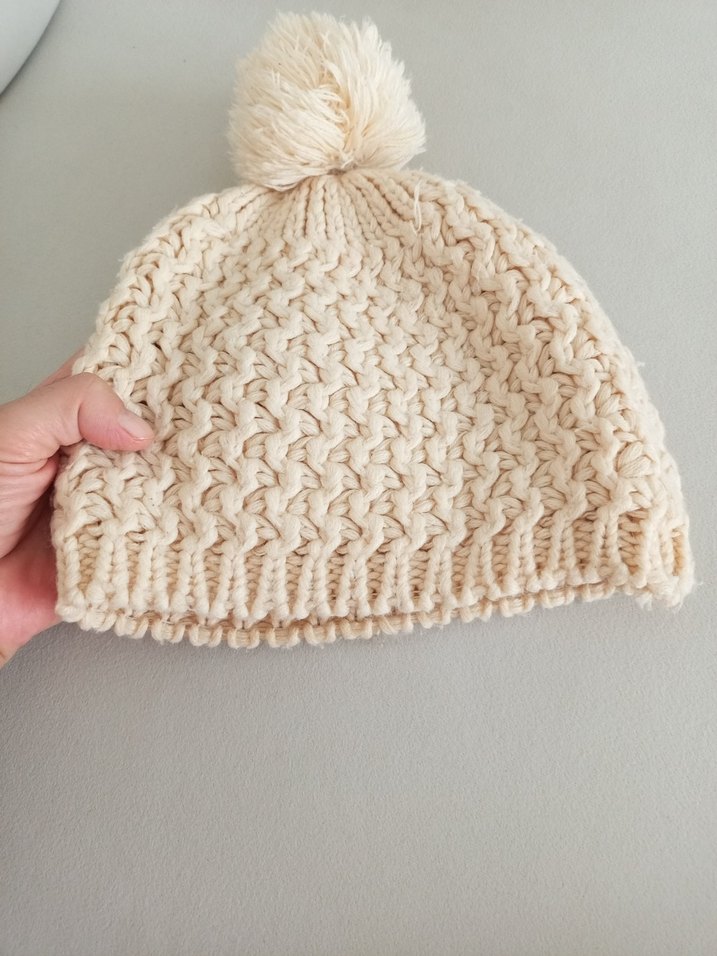 Bej Nakışlı Örgü Çocuk Bere - Görsel 4