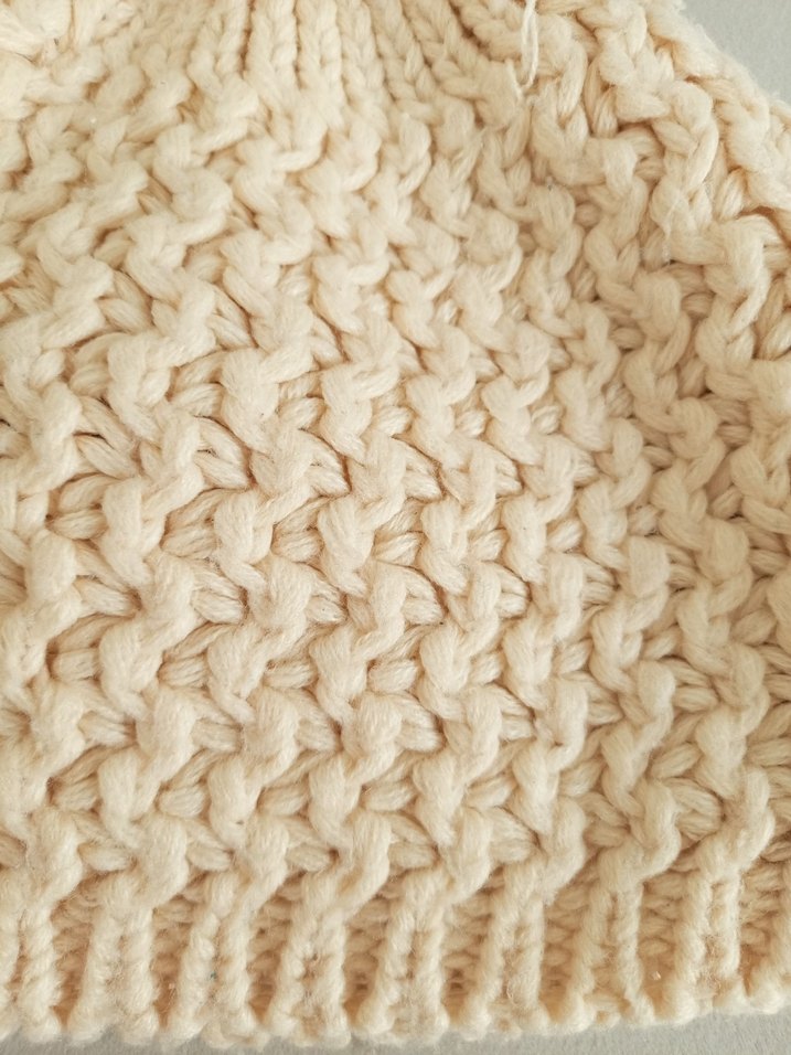 Bej Nakışlı Örgü Çocuk Bere - Görsel 3