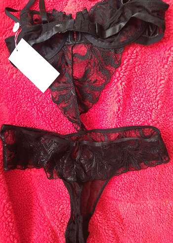 Nakışlı Siyah Mini Goth iç çamaşırı sütyen bodysuit - Görsel 6