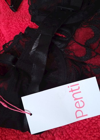 Nakışlı Siyah Mini Goth iç çamaşırı sütyen bodysuit - Görsel 5