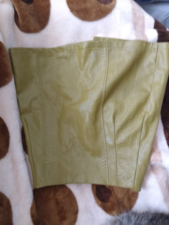 Düğmeli Yılan Derisi Desenli Deri Midi Hamile Etek - Görsel 3