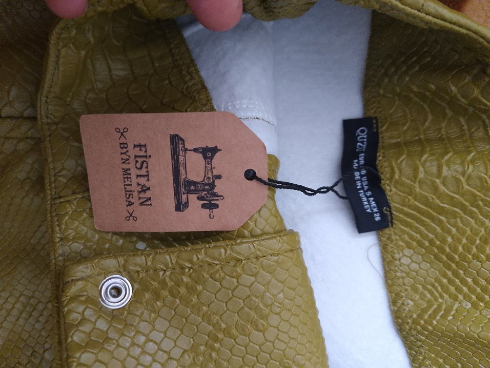 Düğmeli Yılan Derisi Desenli Deri Midi Hamile Etek - Görsel 2