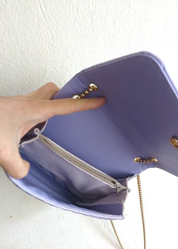 Zincir Detaylı Pastel Mor Kadın Çanta beymen - Görsel 3