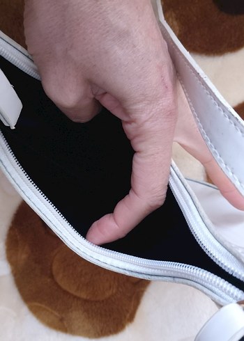 Bej Gri Deri Fermuarlı Kadın Çanta - Görsel 2