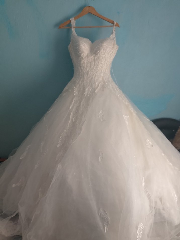 Askılı Straplez Beyaz A Kesim Gelinlik - Görsel 3