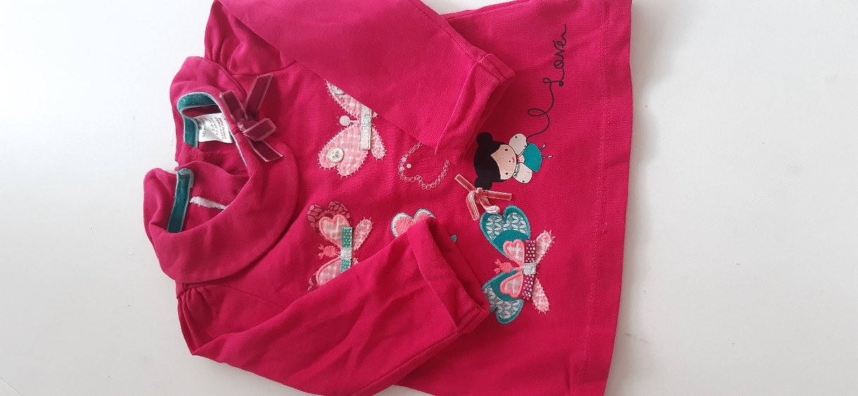 Kelebek Baskılı Düğmeli Kız Sweatshirt - Görsel 2