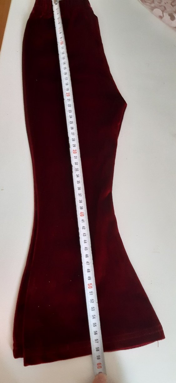 Bordo Süet Düğmeli Kadın Pantolon - Görsel 2