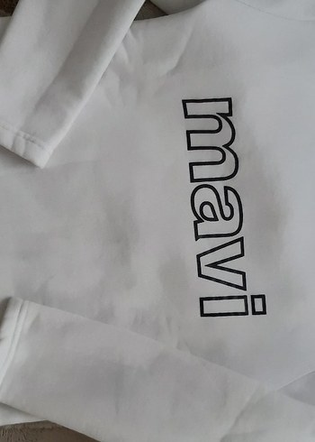 Beyaz Mavi Baskılı Kadın Sweatshirt Takımı - Görsel 2