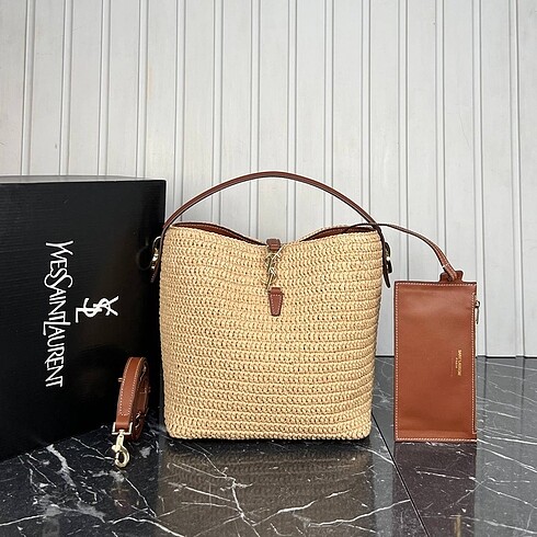 Saint Laurent Saint Laurent Le 37 Raffia Bucket Bag