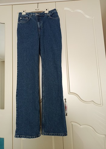 Mavi Bol Kesim Kadın Midi Kot Pantolon - Görsel 2