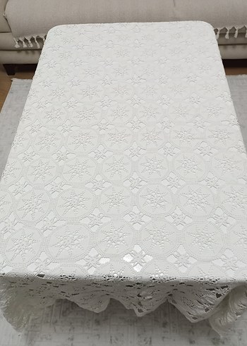 Beyaz Örgü Dantel Masa Örtüsü - Görsel 3