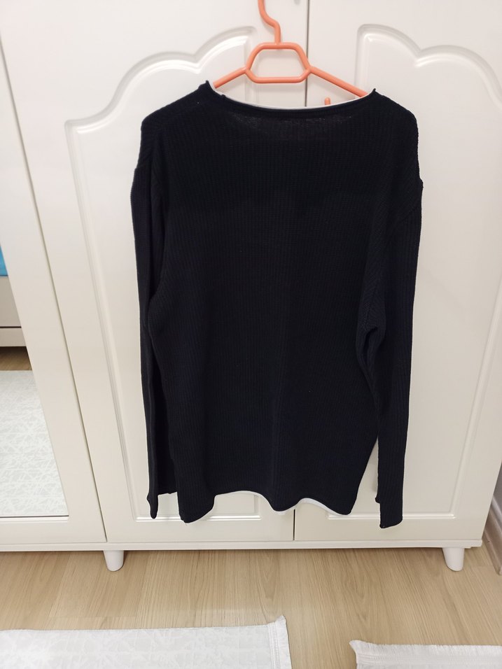 siyah örgü erkek kazak - Görsel 2