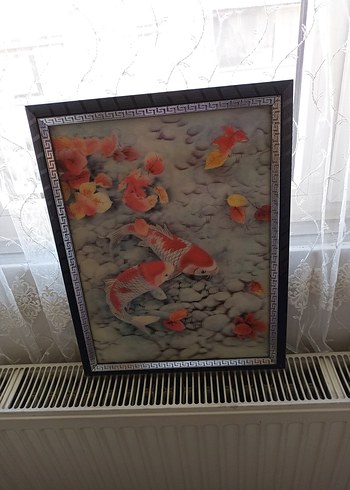 Gri Zeminde Kırmızı Balıklar Tablosu - Görsel 3