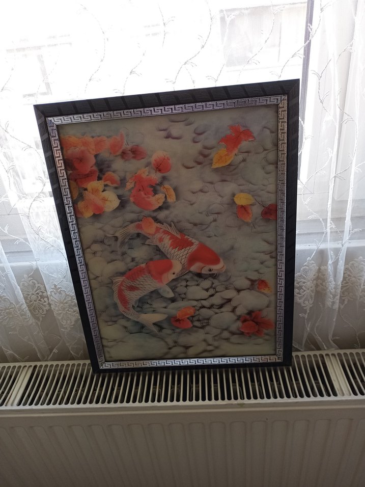 Gri Zeminde Kırmızı Balıklar Tablosu - Görsel 3