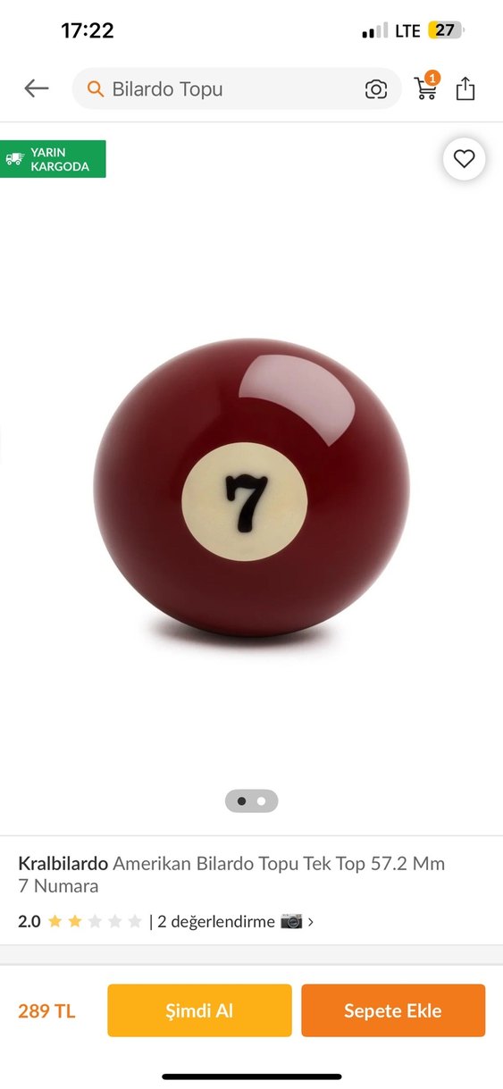 Kırmızı Baskılı 7 Bilardo Topu - Görsel 5