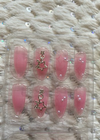 Pastel Pembe Süslemeli Takma Tırnak - Görsel 3