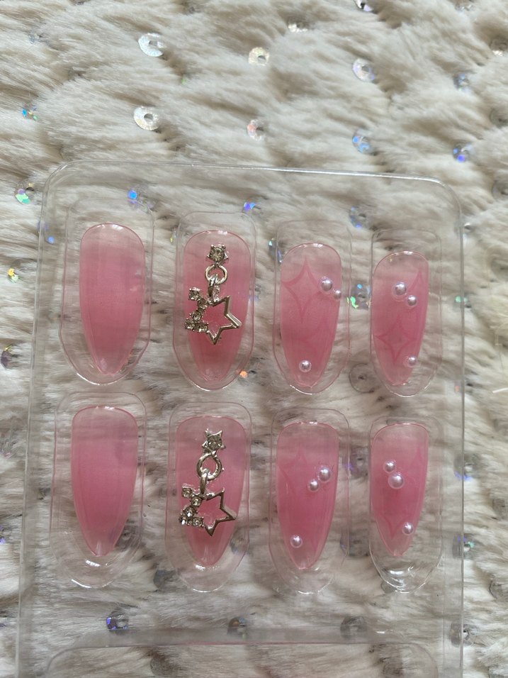 Pastel Pembe Süslemeli Takma Tırnak - Görsel 3