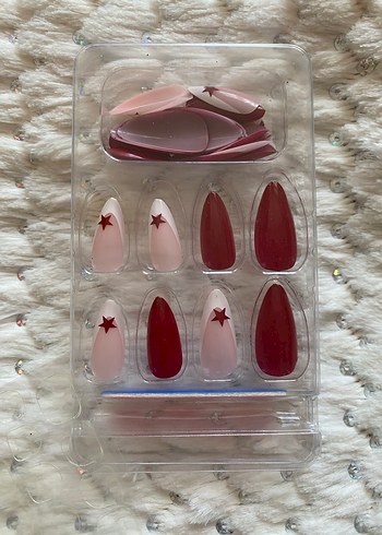 Kırmızı Yıldızlı Kendin Yap Takma Tırnak 24'lü - Görsel 2