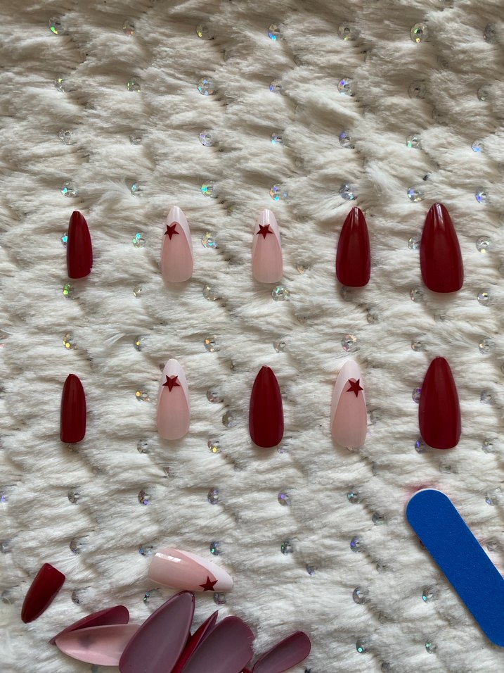 Kırmızı Yıldızlı Kendin Yap Takma Tırnak 24'lü - Görsel 4