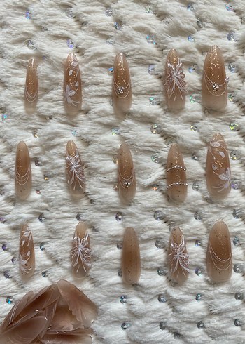 Bej Renkli Kabartmalı Takma Tırnak 24lü - Görsel 4