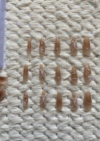 Bej Renkli Kabartmalı Takma Tırnak 24lü - Görsel 3