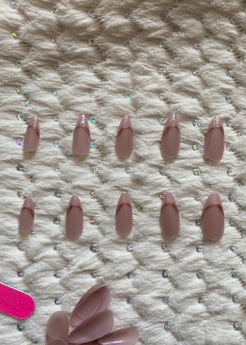 Pudra Renkli 24 Tekrar Kullanılabilir Takma Tırnak - Görsel 3