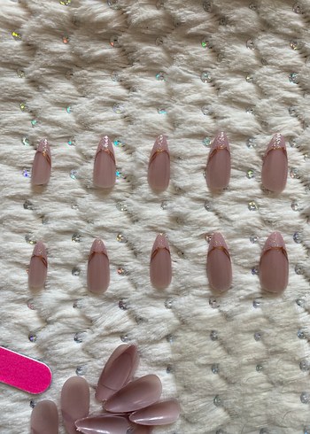 Pudra Renkli 24 Tekrar Kullanılabilir Takma Tırnak - Görsel 4