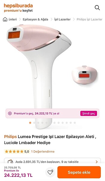 Philips lumea lazer epilasyon aleti